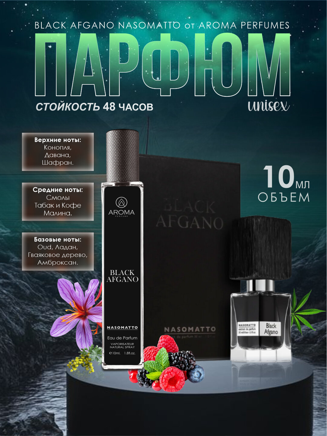 Black Afgano духи, парфюмерная вода для мужчин и женщин, Black Afgano Nasomatto, 20 мл