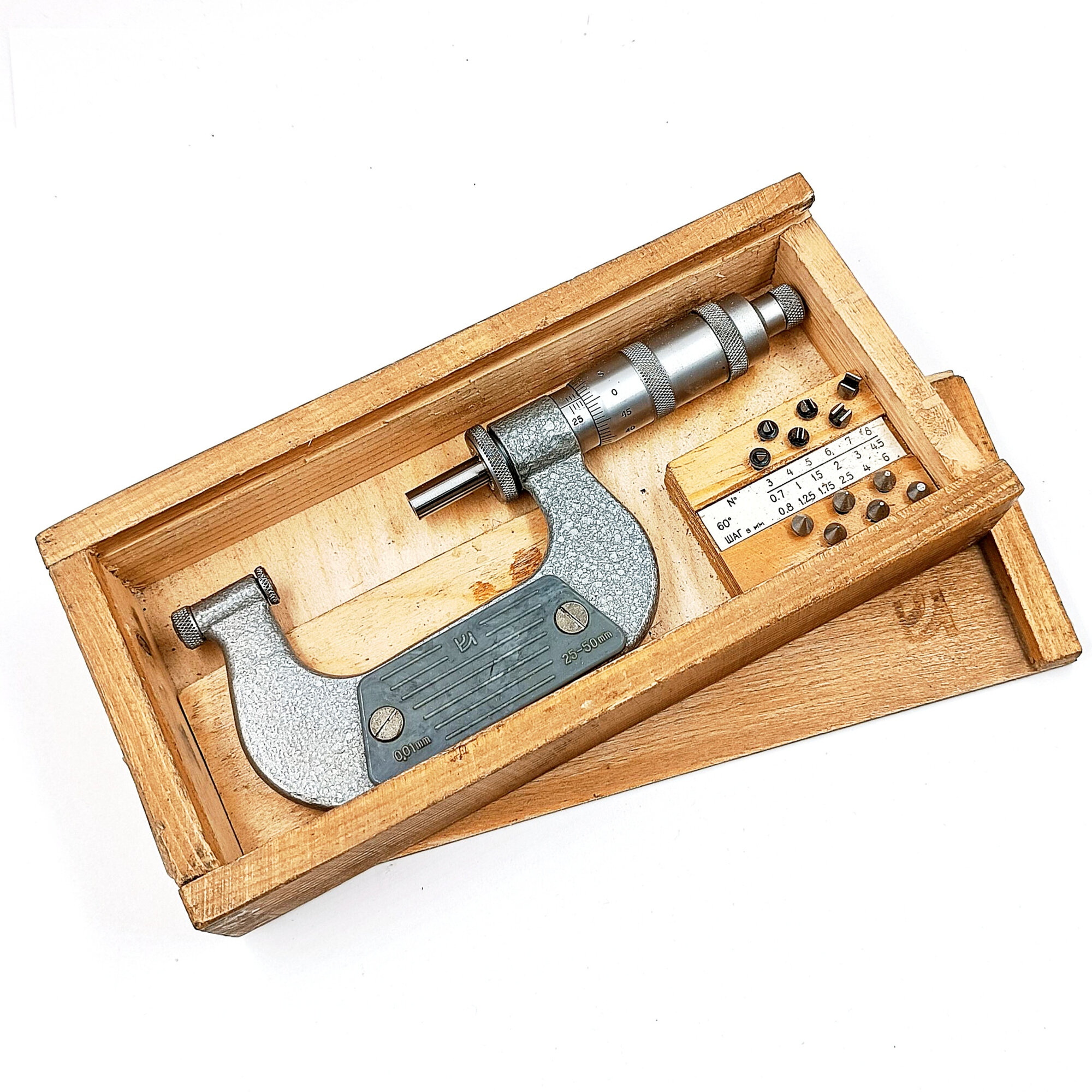 Микрометр Резьбовой МВМ-50 25-50мм (0,01) (60° 3,4,5,6,7,8) ГОСТ 4380-63 (без меры)