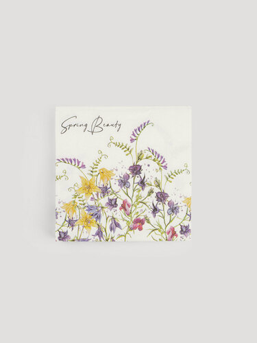 Изображение товара Салфетки бумажные, 33х33 см, 20 шт, квадратные, белые, Полевые цветы, Meadow, Kuchenland