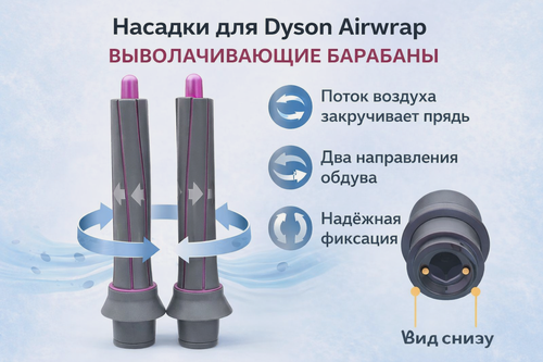 Изображение товара Насадки-барабаны для Dyson Airwrap, автозавивка локонов, два направления, быстрая укладка