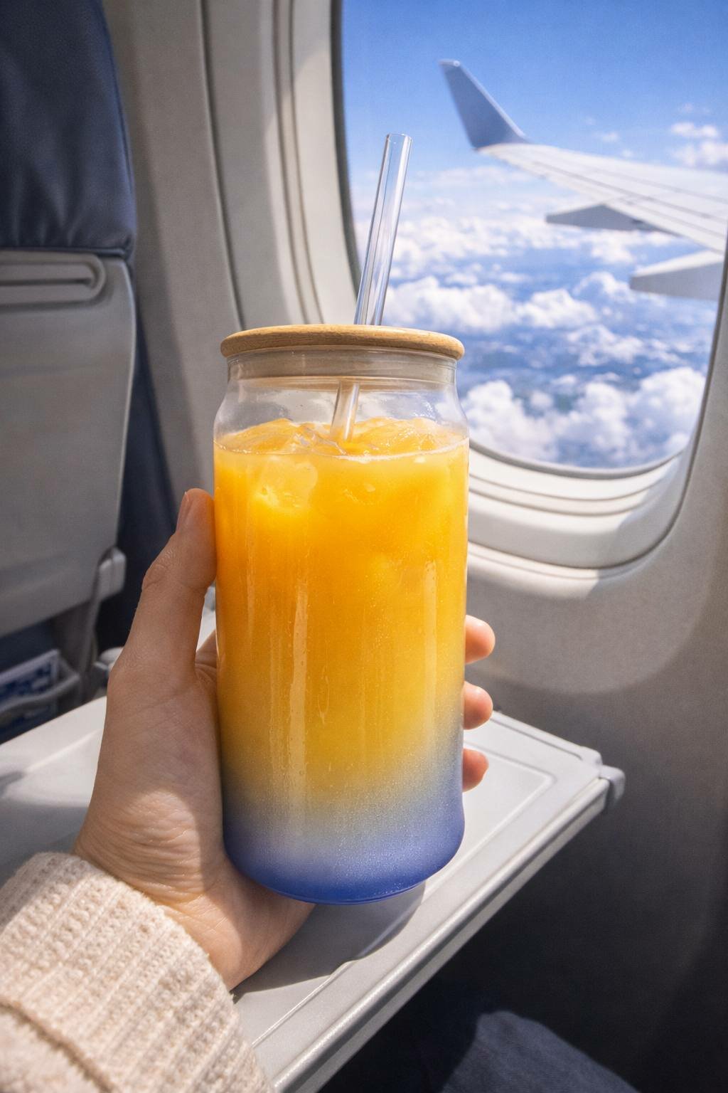 Стеклянный стакан с бамбуковой крышкой — экологичное и стильное решение для кофе и напитков (500 мл)