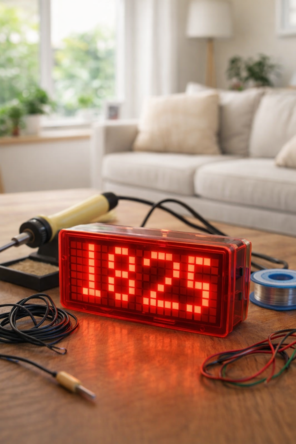 Набор для самостоятельной сборки и пайки (конструктор) "Электронные цифровые LED-часы с термометром, красные" (. Ф)