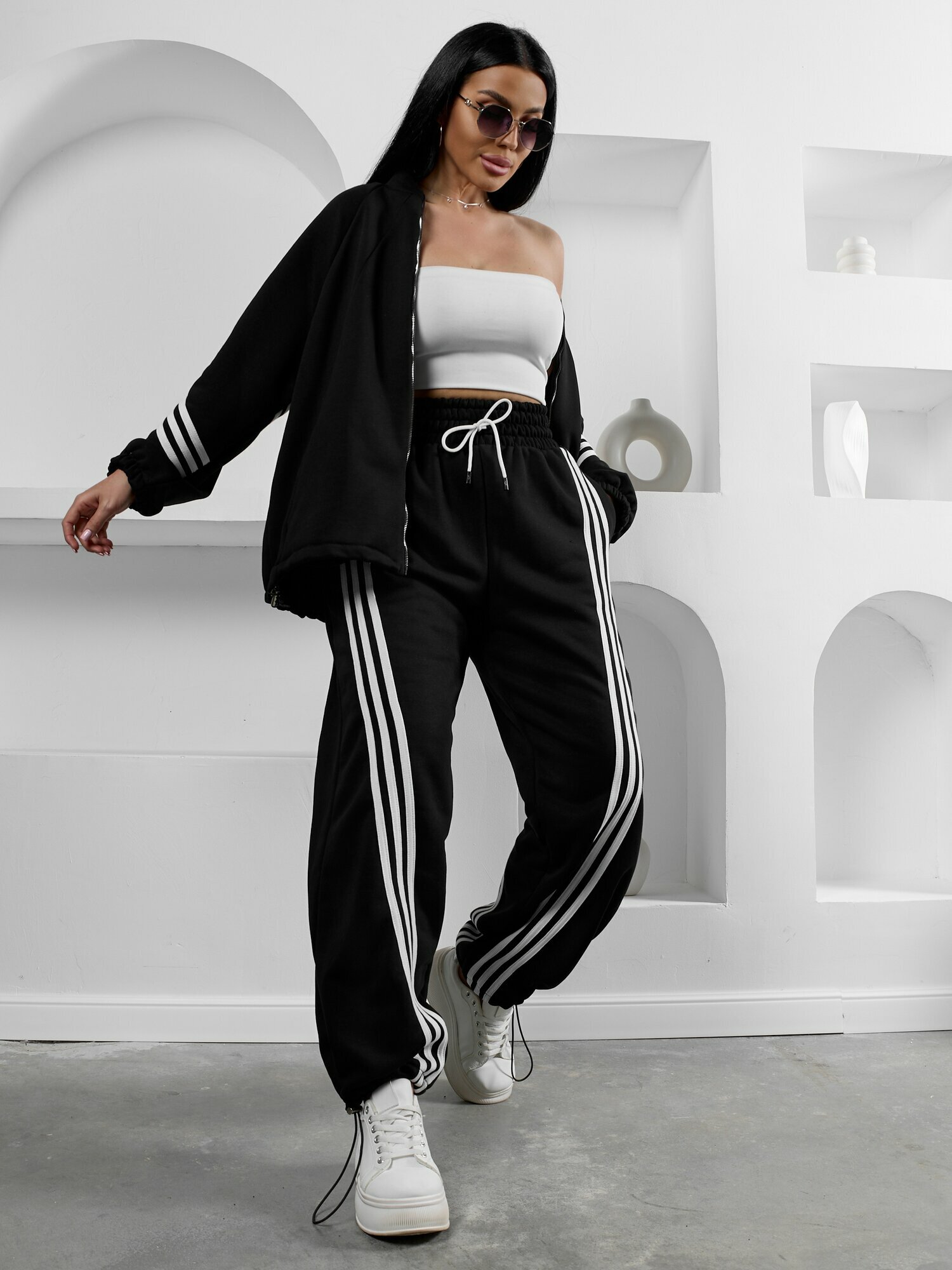 Костюм спортивный BUY-TEX.RU спортивный женский, размер 42-44, черный — фото 1