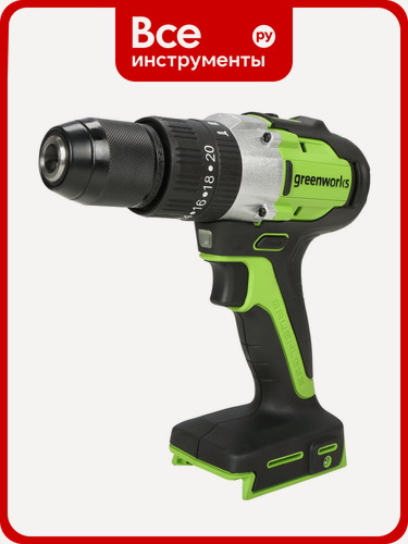 Изображение товара Ударная аккумуляторная дрель-шуруповерт Greenworks GD24DD60 3704107