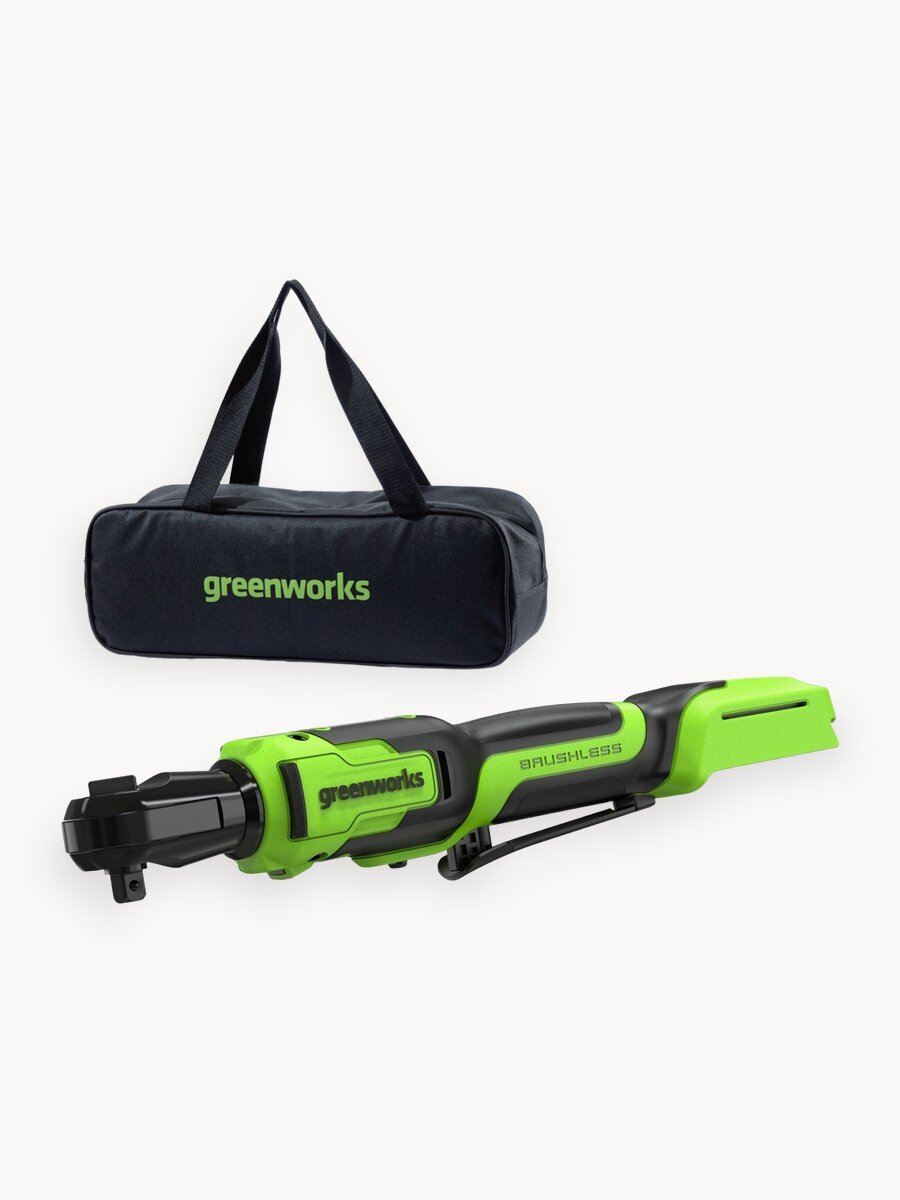 Гайковерт-трещотка Greenworks 24V, б/щет,0-250об/мин, 80Нм, без АКБ и ЗУ, сумка