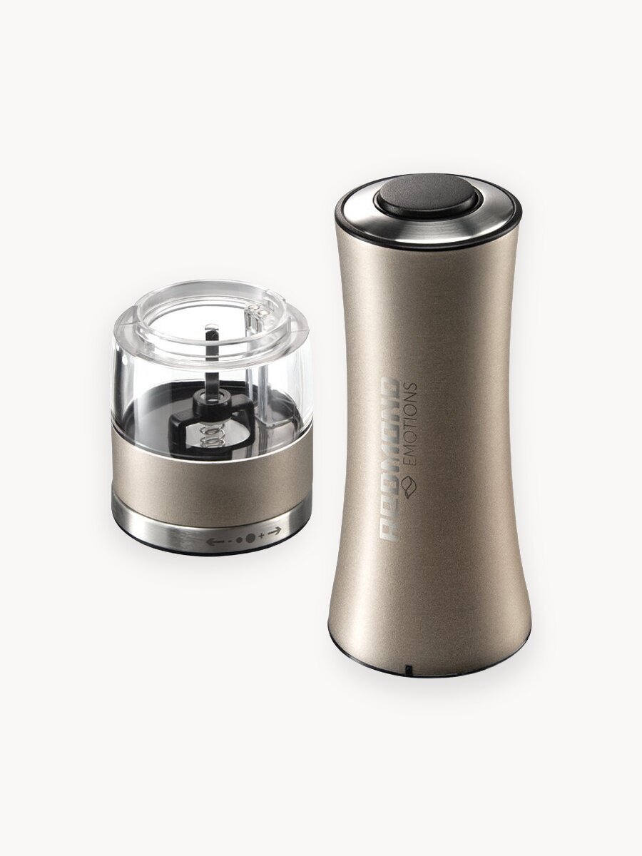 Мельница для специй электрическая REDMOND RKA-PM7, металл, для соли, специй, подсветка, степень помола, жернова керамика