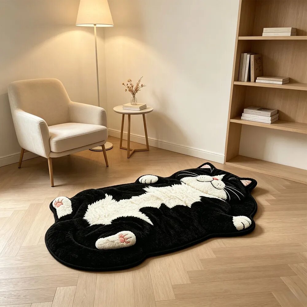 Rdeuod Коврик придверный 36x60 см кот, котёнок черный матовый