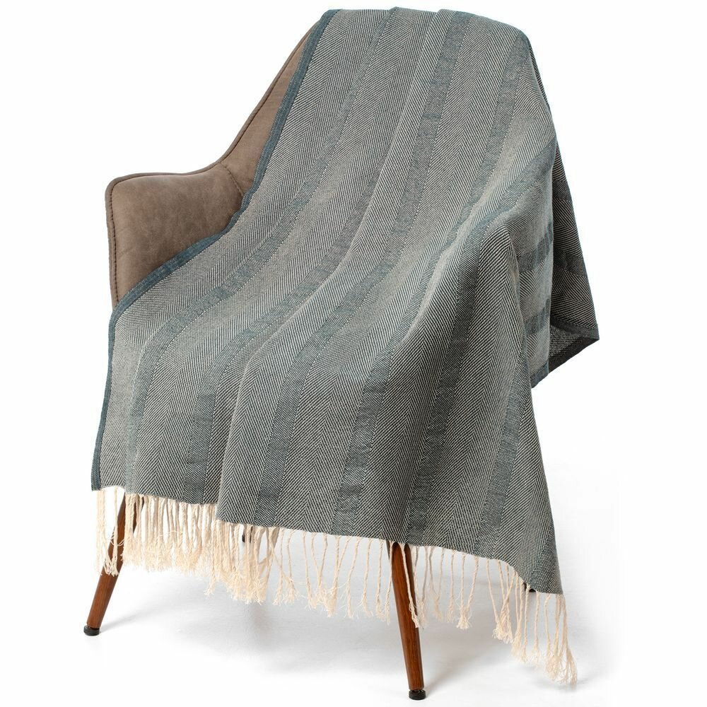 Плед Сенеж серо-синий — фото 1