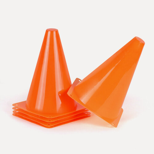 Изображение товара Конусы спортивные фишки набор 5шт, 18 см оранжевые (для футбола и спорта, фишки разметочные).