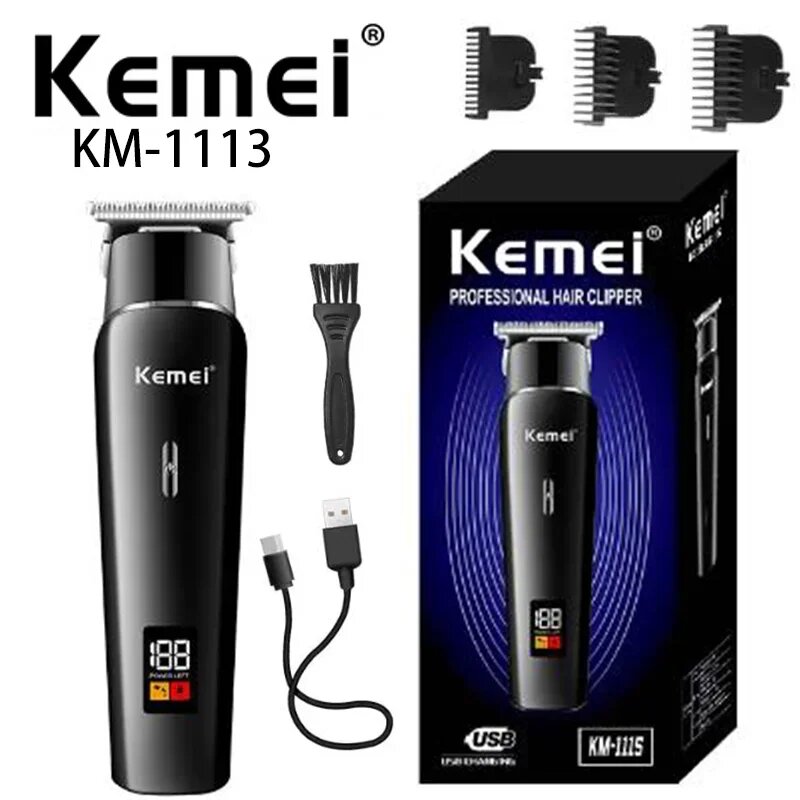Машинка для стрижки волос Kemei КМ-1113, керамические лезвия, быстрая зарядка