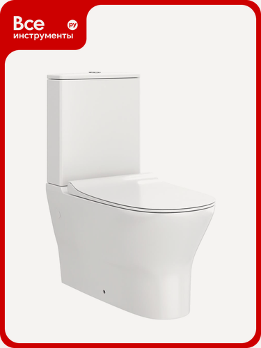 Изображение товара Напольный унитаз Teymi Ellie безободковый, сиденье микролифт, фарфоровый корпус, хромированная фурнитура, овальная чашка