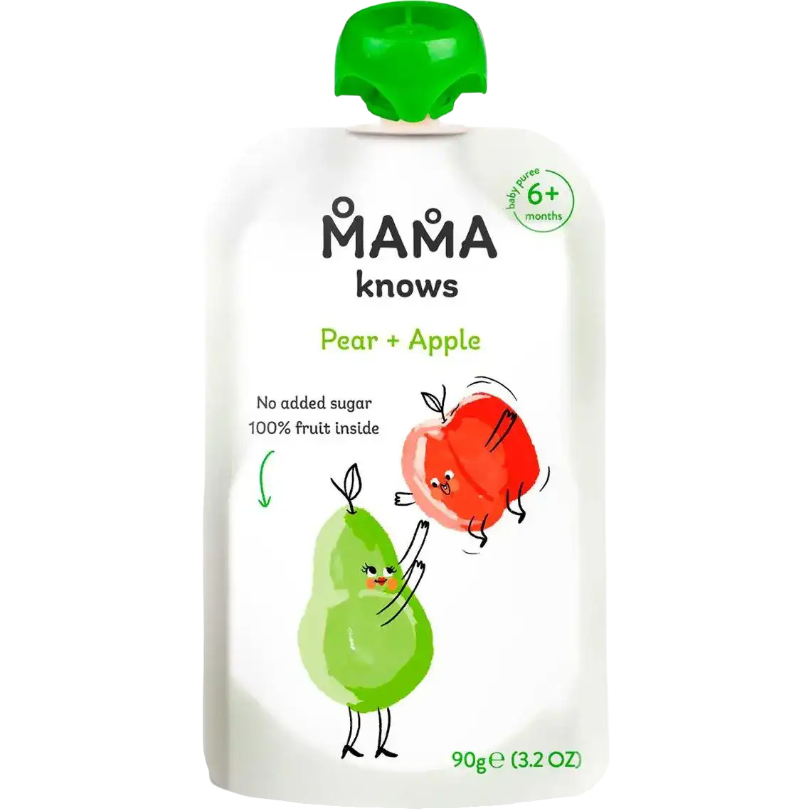 Фруктовое пюре «Mama Knows» груша-яблоко без сахара, для детей с 6 месяцев, 90 г