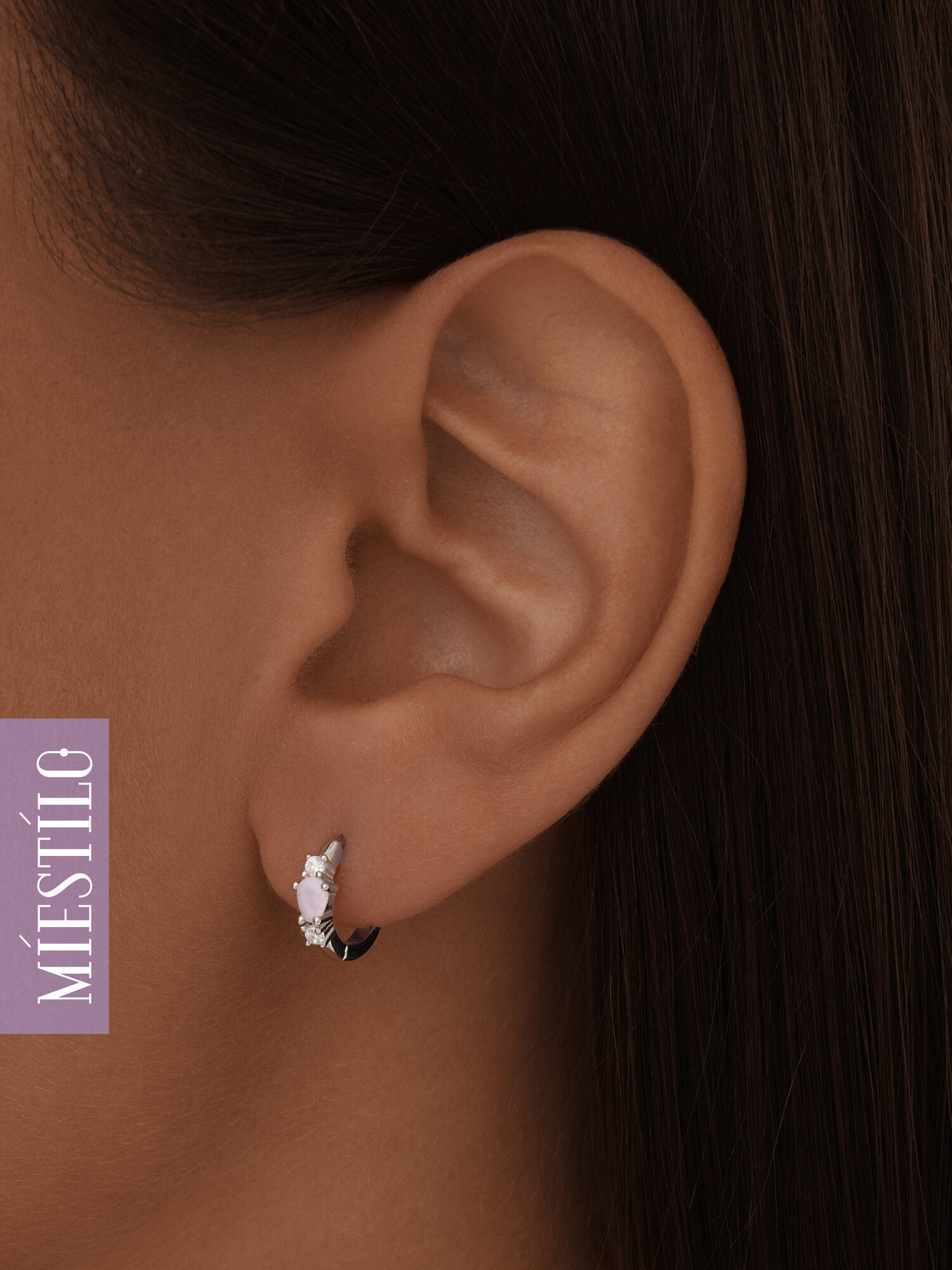 Серьги конго, серебро, 925 проба, родирование, опал синтетический