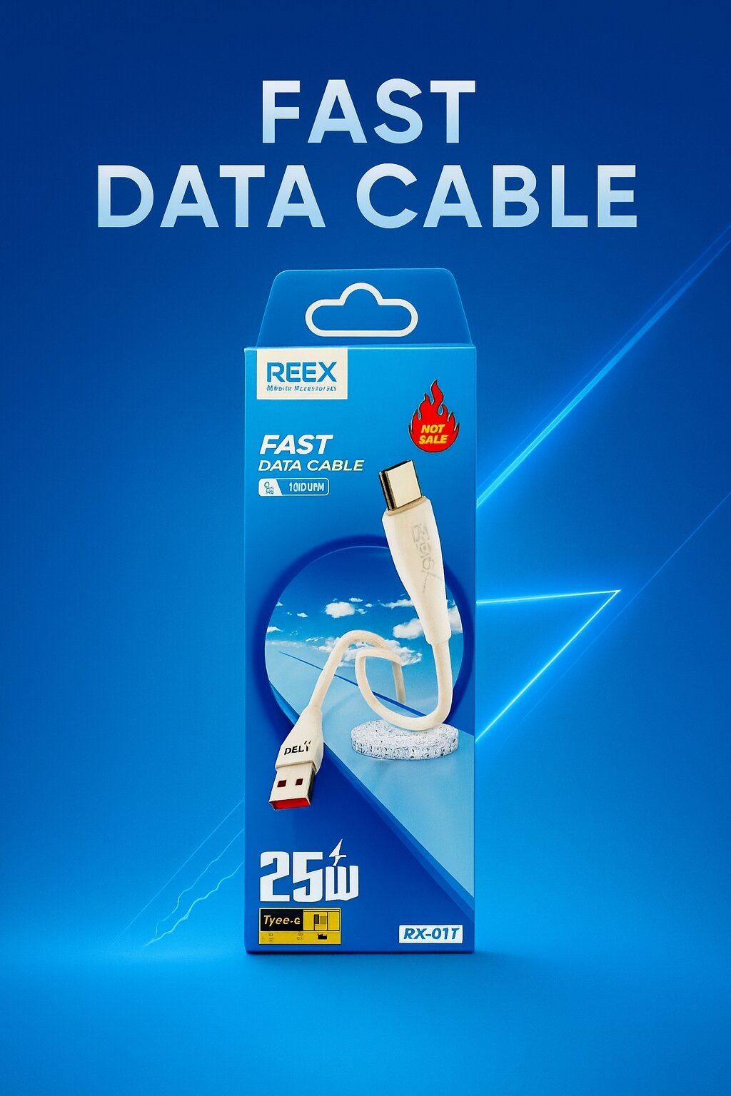 Кабель USB Type-C REEX RX-01T для быстрой зарядки и синхронизации данных, белый