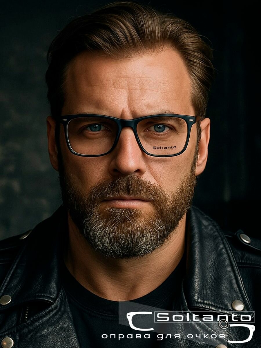 Оправа для очков "Soltanto" ST7711, прямоугольная форма, пластик, черная/коричневая