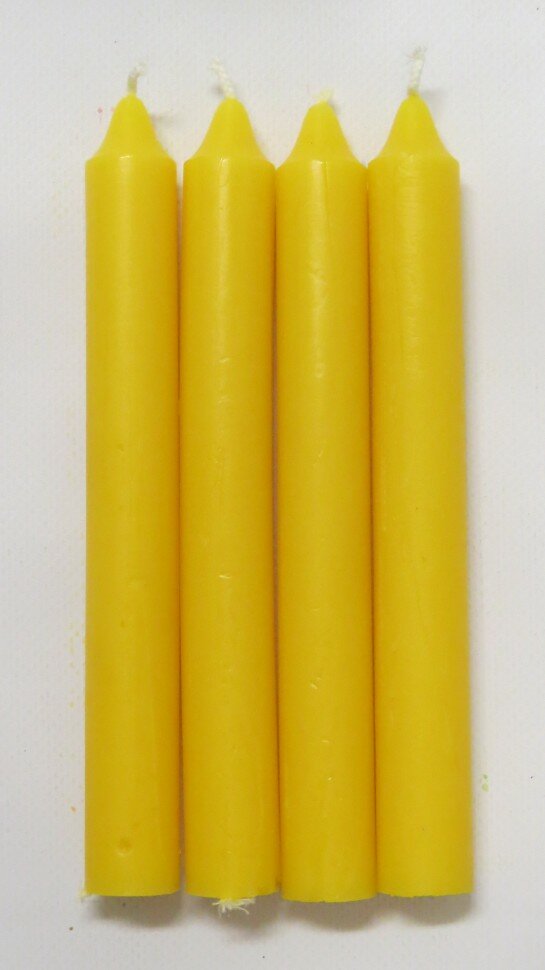Столовая свеча  антей   парафиновая  желтая  20x178 мм  набор 4 шт