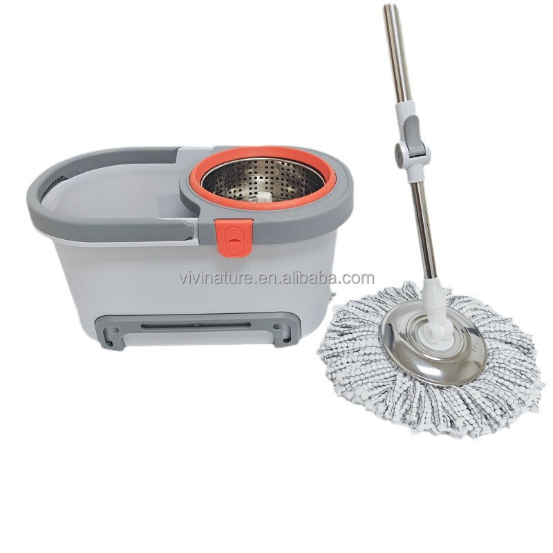 Набор для уборки, швабра и ведро на колесах, отжим, вращение на 360 градусов, 14 л