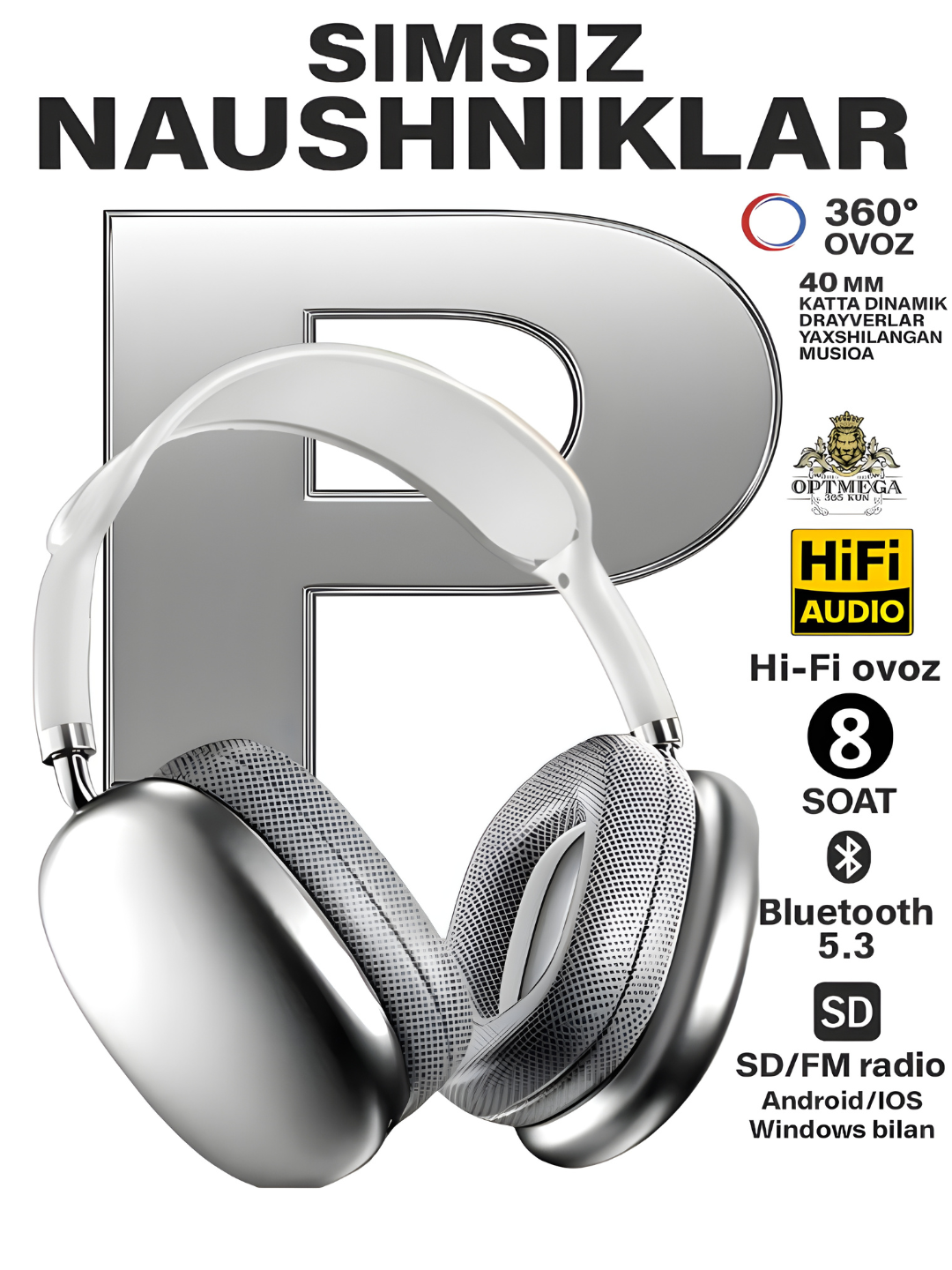 Наушники беспроводные P9, с ANC, время работы 12 часов, планарные