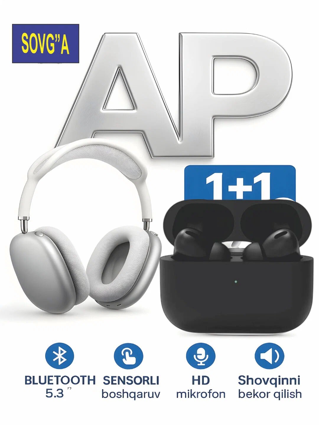 Наушники беспроводные P9+PRO, ANC, 12 ч работы, планарные, чёрные