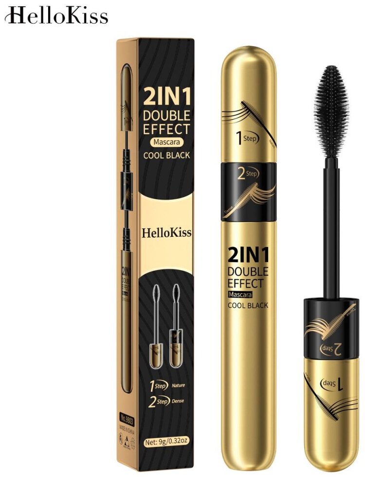 Тушь для ресниц HelloKiss Coolblack 2in1 double effect mascara