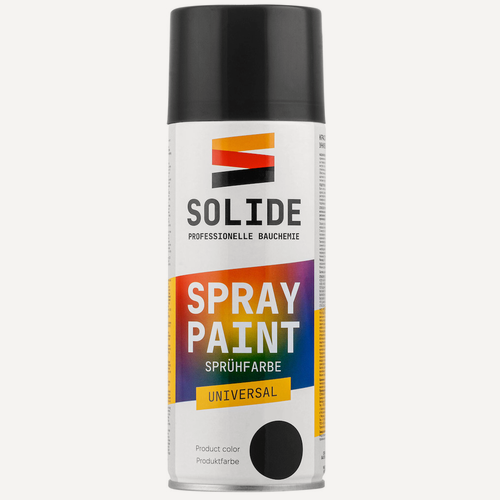 Изображение товара Краска-эмаль аэрозольная акриловая в баллончике универсальная черный глянец SOLIDE 400 мл (SL-27549-1)