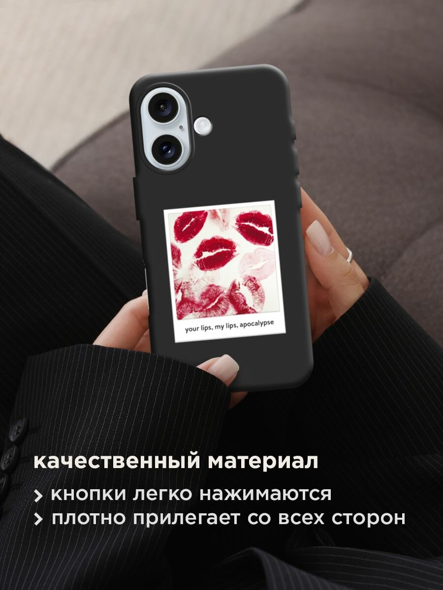 Чехол на Apple iPhone 16 / Айфон 16 с принтом "Полароид губы 3" — фото 1