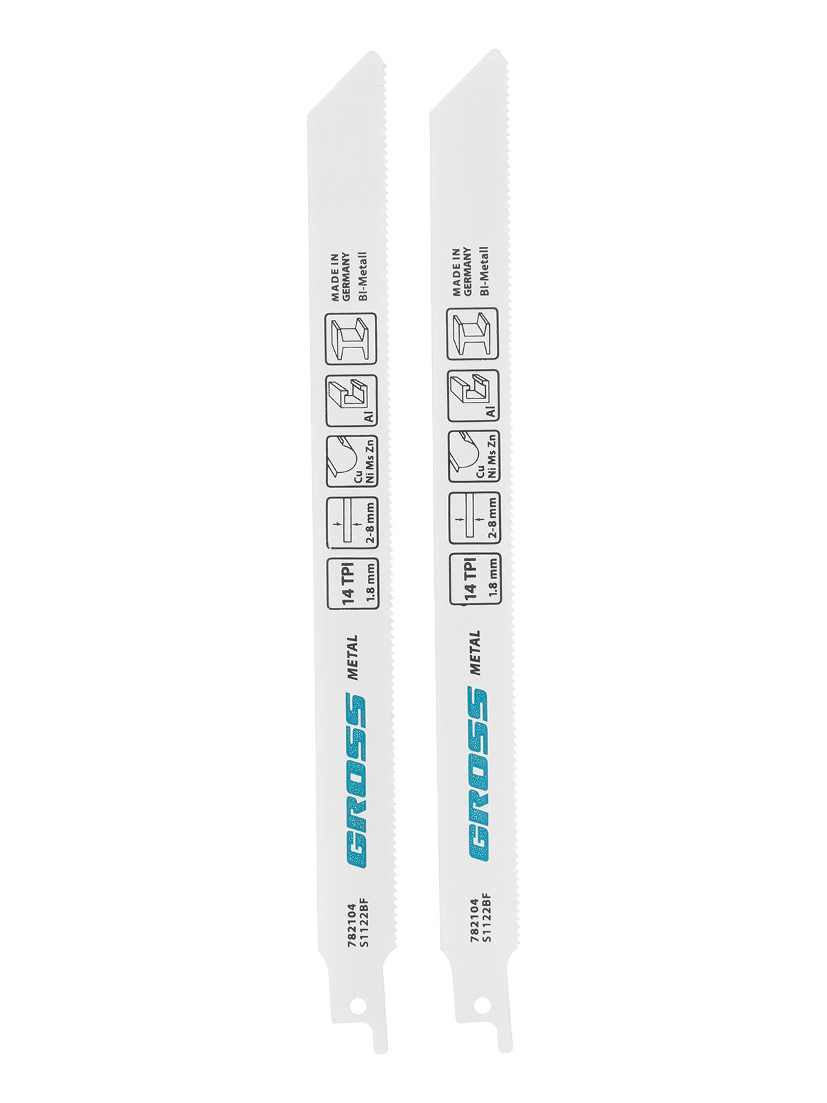 Полотна по металлу для сабельной пилы 4416 - S1122BF 210 x 1 8 мм 2 шт Gross 782104