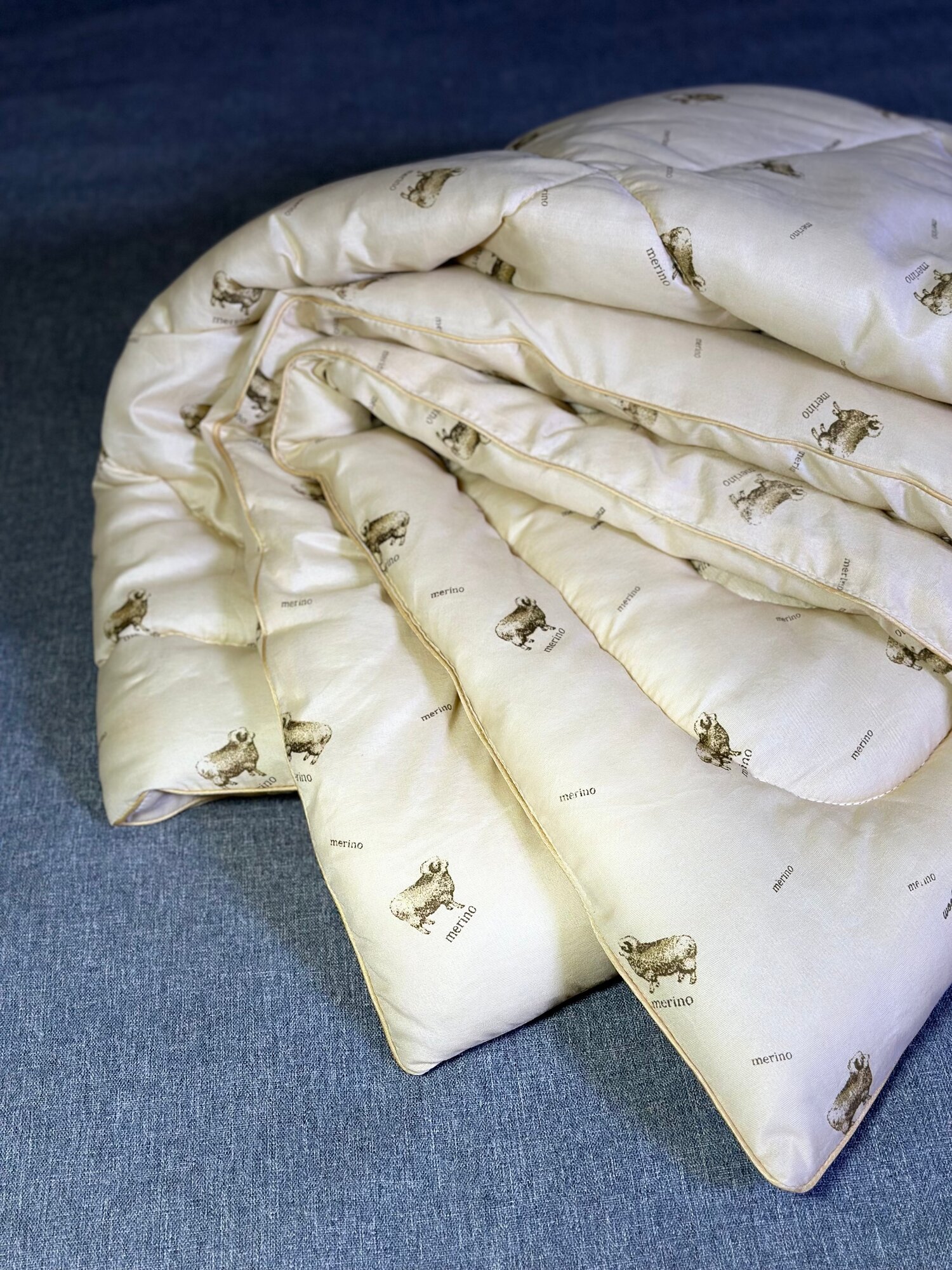 Одеяло Соната овечья шерсть, теплое, 140х205 см, цвет бежевый — фото 1