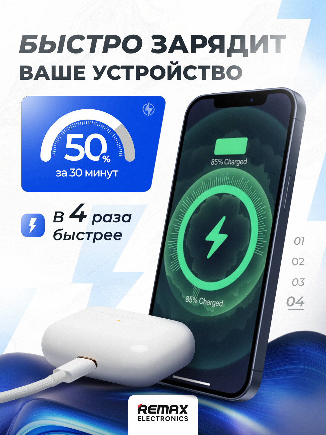 Кабель для зарядного устройства, Type-C - Type-C, тканевая поверхность — фото 1