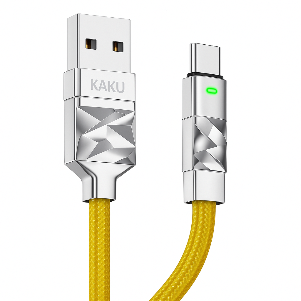 Огнестойкий кабель Kakusiga, USB-Type-C, 65Вт, 1м, золотой, силиконовый