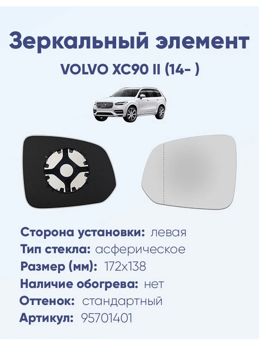 Зеркальный элемент левый VOLVO XC90 II (14- ) асферика нейтральный без обогрева