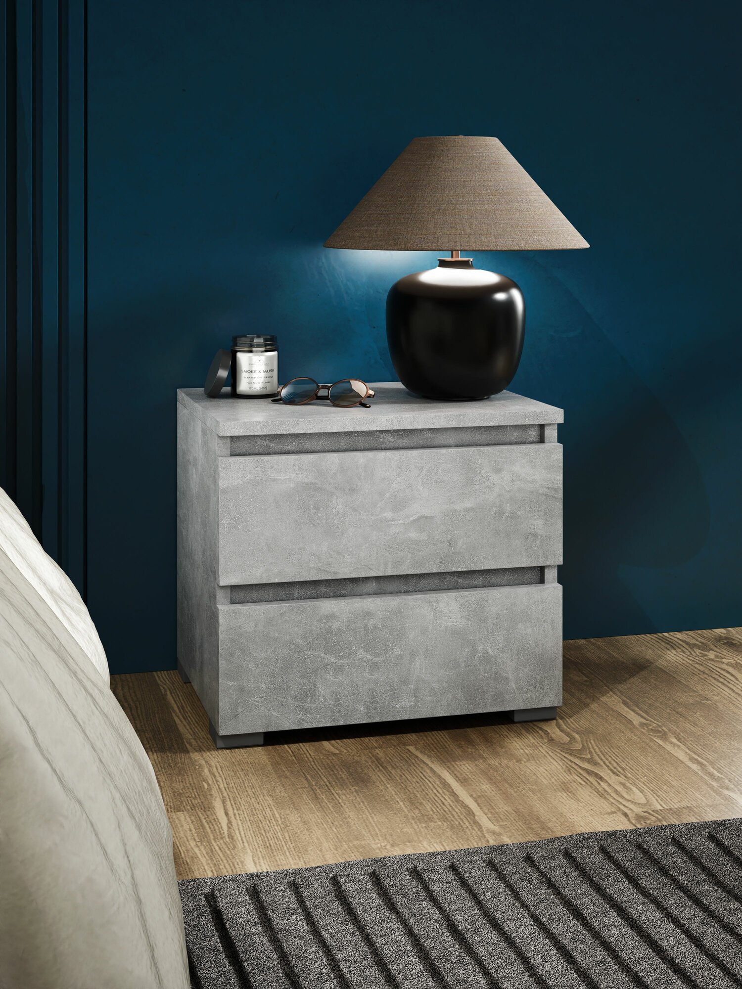 Тумба профимебель Парма-11 напольная ЛДСП 2 ящика бетон 404x378x324 см