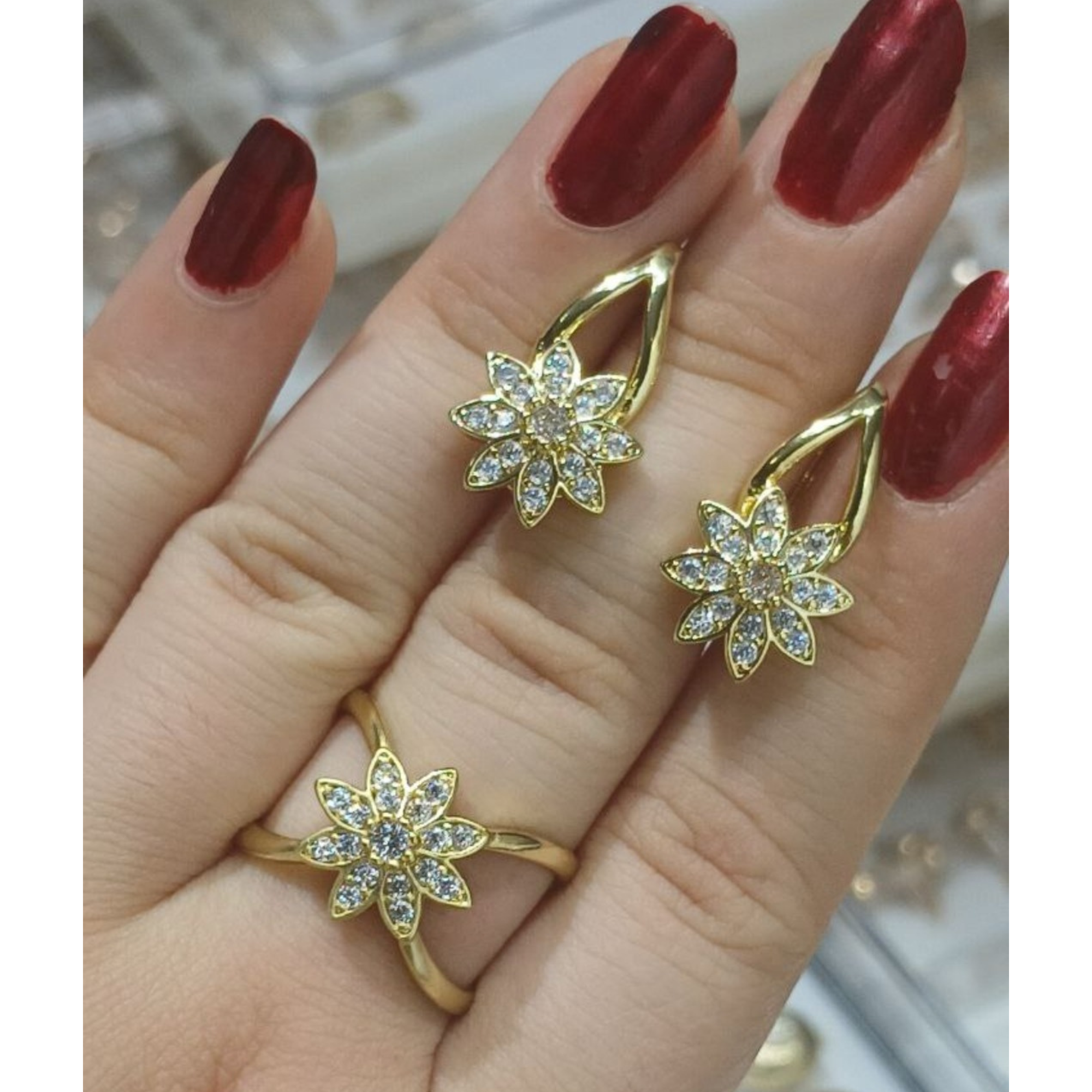 Комплект бижутерии: кольцо, аквамарин