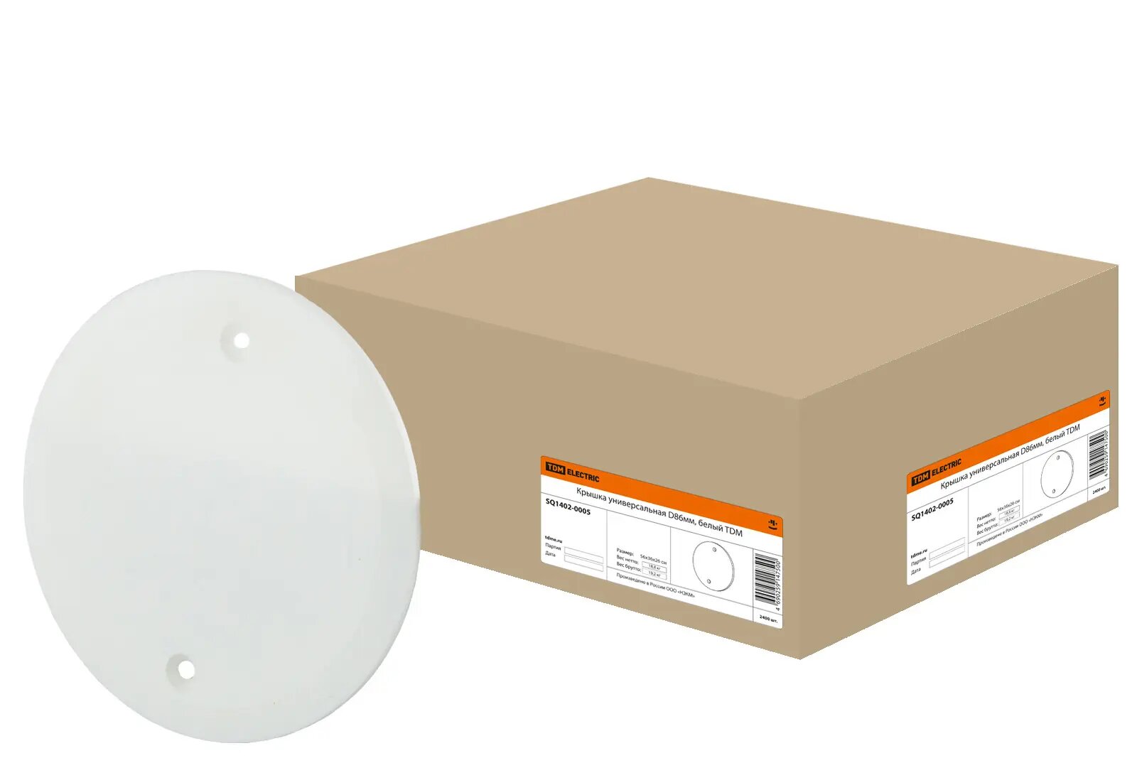 Крышка TDM универсальная d86 мм пластик белый {SQ1402-0005} (1 шт)