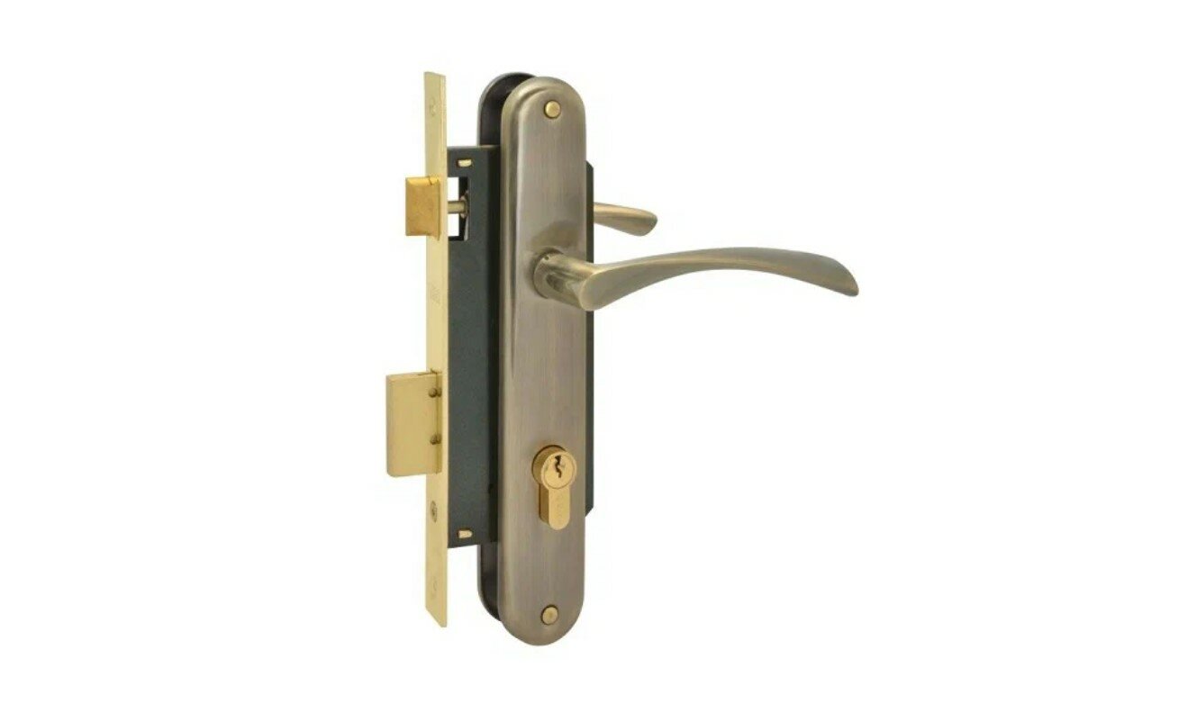 Замок врезной нора-м N100-85 цилиндровый механизм корпус сталь старая бронза