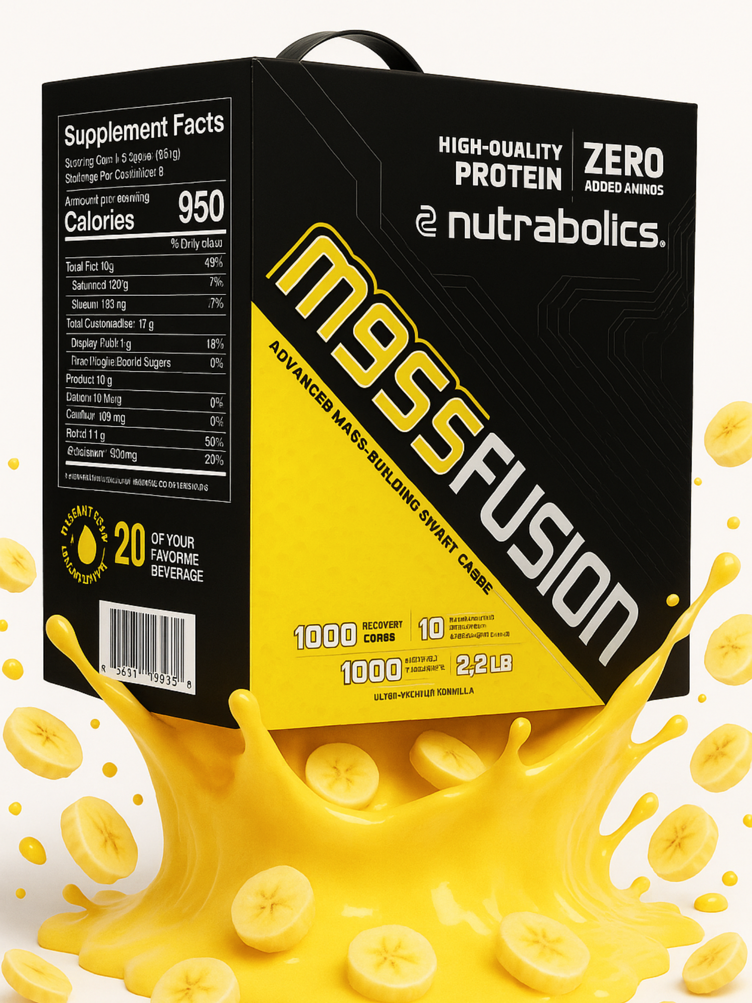 Гейнер MASS FUSION NEW Hight Protein Weight Gainer Halal , Банан,1 кг