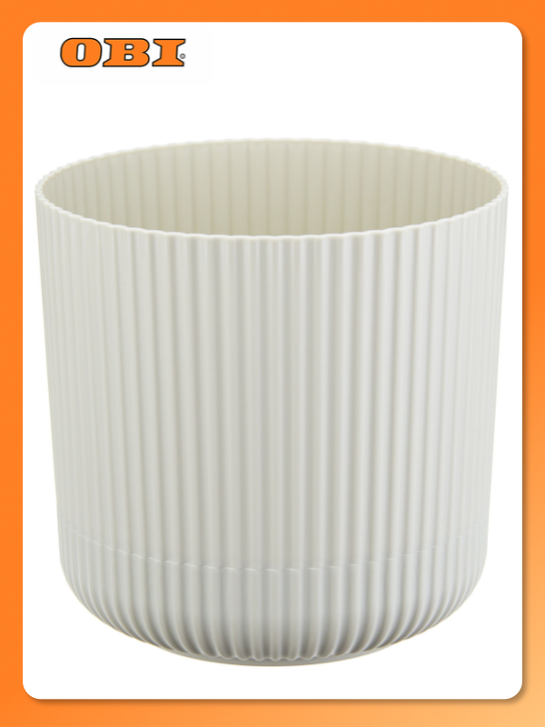 Кашпо IDEA Вельвет  пластик  с поддоном  белый ротанг  D14  H13 5