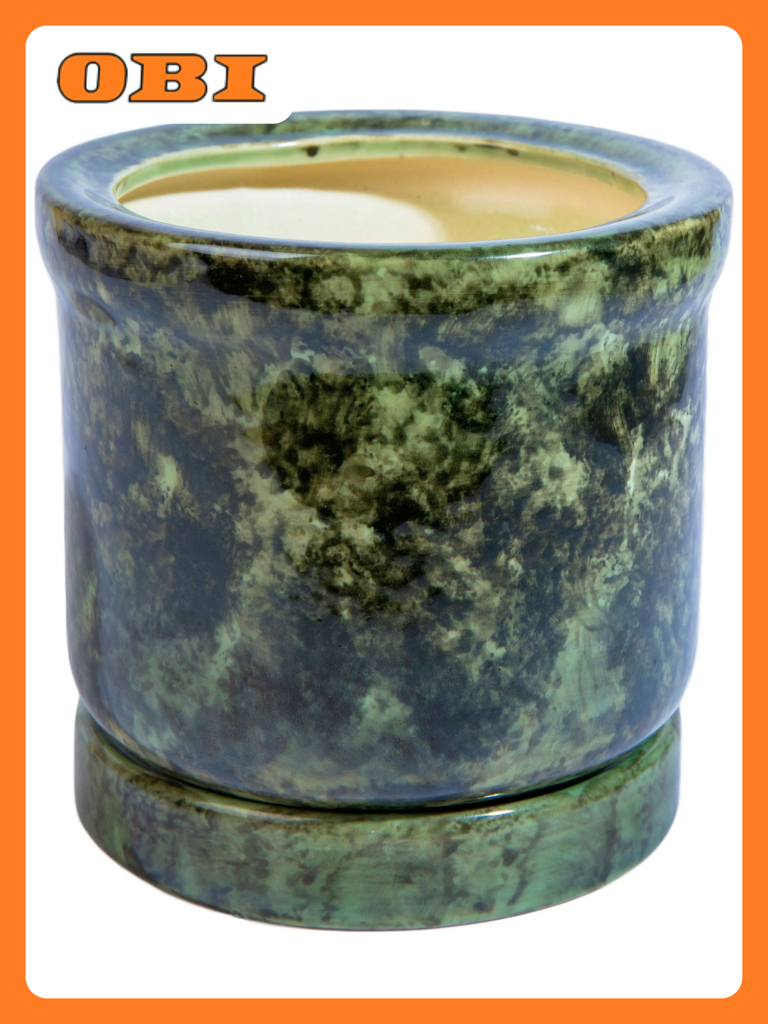 Горшок Цилиндр d125 см керамический зеленый с подставкой