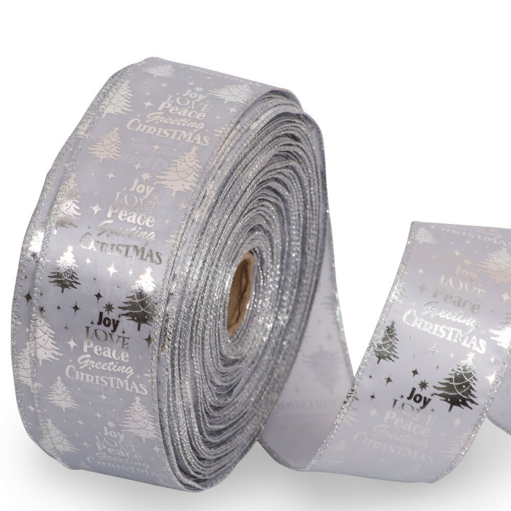 Очаровательные 6.3 см новогодние ленты для елки с цветными буквами серебряные ленты для елки