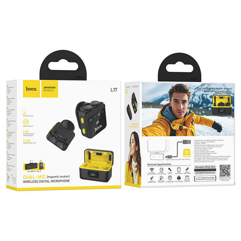 Микрофон Hoco L17, профессиональный капсюль, чистый звук, прочный корпус
