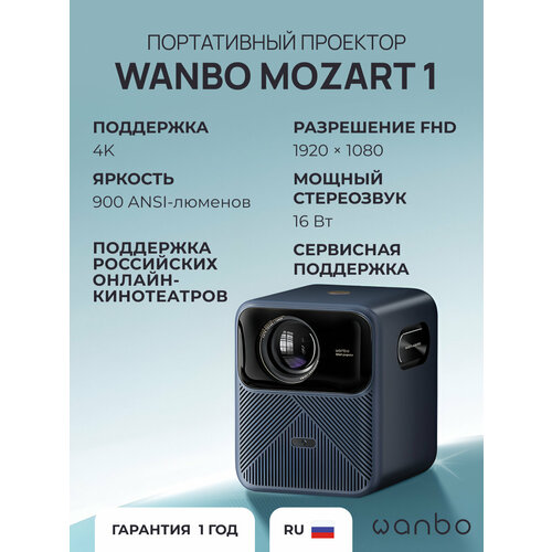 фото Проектор wanbo projector mozart 1 dark blue (темно-синий)
