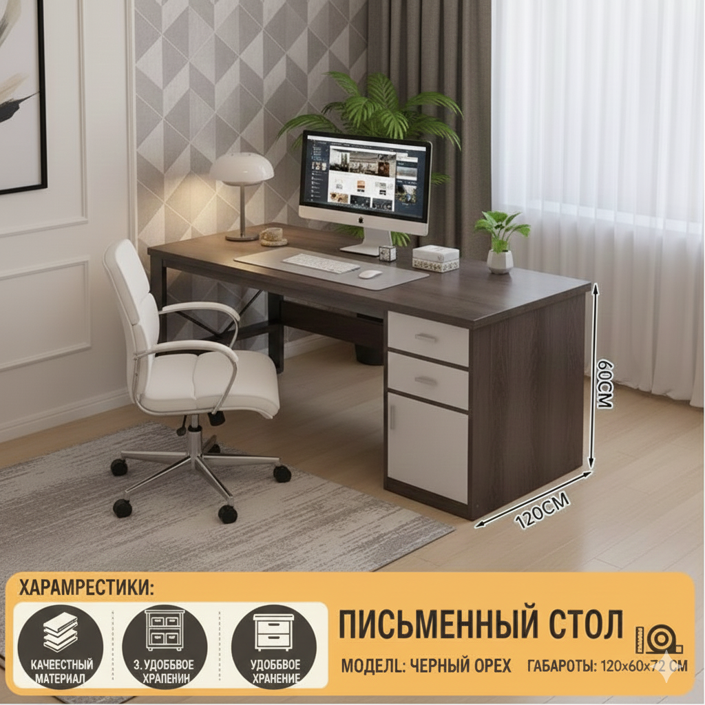 Письменный стол, компьютерный, стол для домашних заданий компактный, для ноутбука