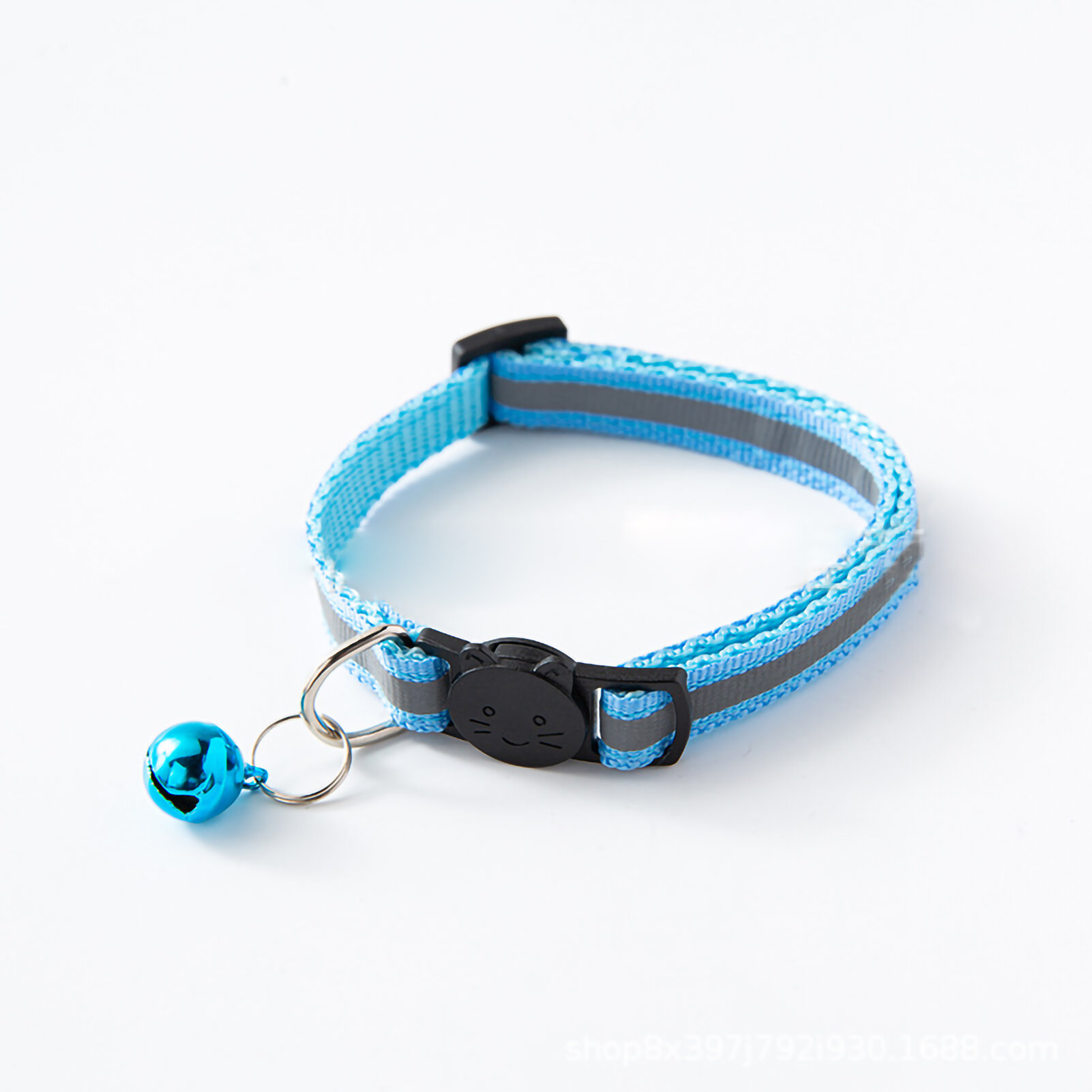 Ошейник-колокольчик для домашних животных с пряжкой безопасности, регулируемый светоотражающий ошейник для кошек с колокольчиком для собак, щенков, котят, небесно-голубой