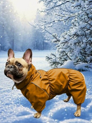 Изображение товара Комбинезон зимний для французских бульдогов и пород схожей комплекции, терракотовый, ФР-1