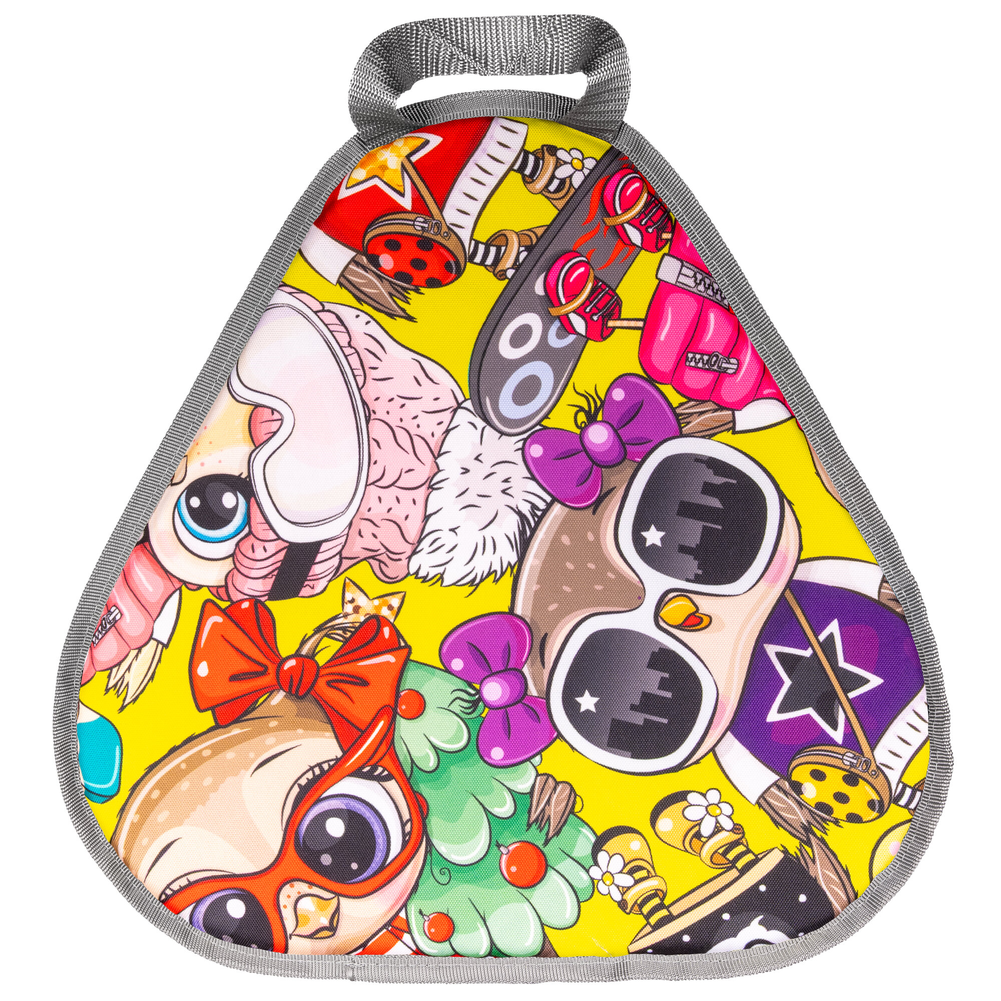 Ледянка мягкая ТяниТолкай детская зимняя с ручками для катания треугольная 41 см Sova лимонный