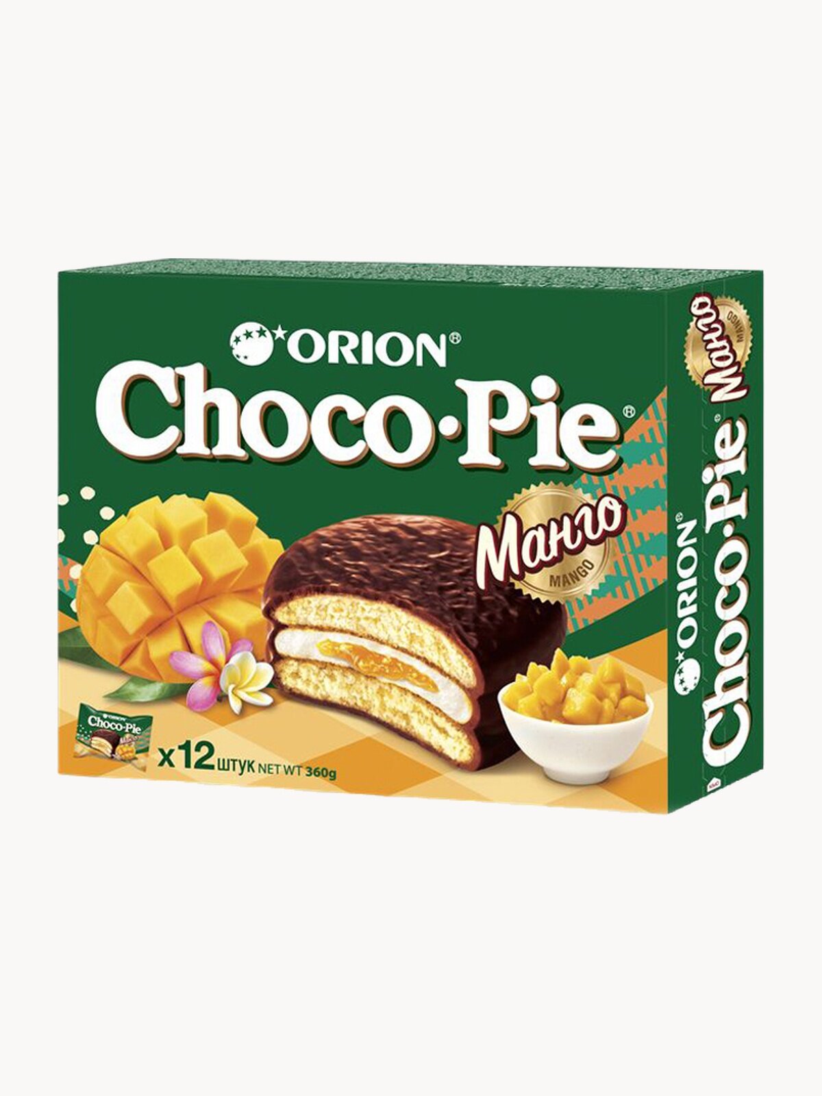 Мучное кондитерское изделие в глазури "Choco Pie MANGO" ("Чоко Пай Манго") по 12 штук по 30 гр