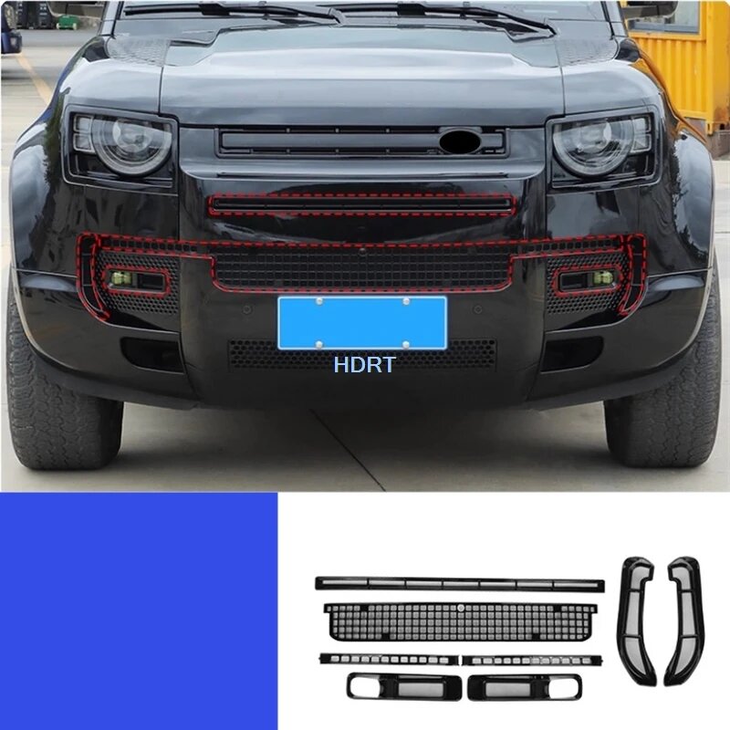 Для Land Rover Defender 90 110 2020 + автомобильный стиль, передний бампер, гоночные грили, Black