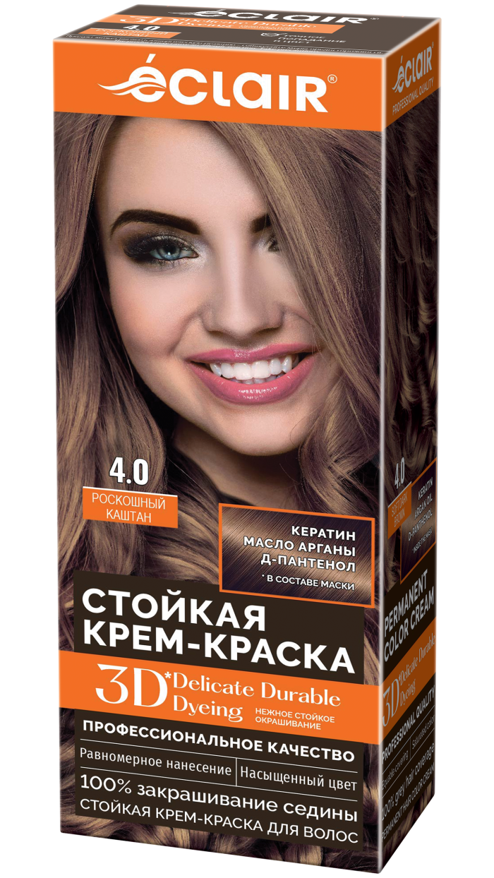 Крем-краска ECLAIR 4.0 3D "Роскошный каштан ", с пантенолом, 100 мл