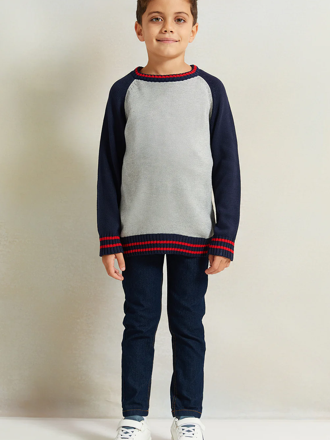 Пуловер REDTAG, размер 7-8 лет, серый — фото 1