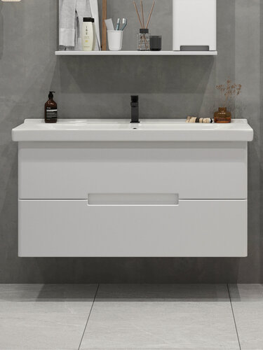 Изображение товара Тумба подвесная SanStar Ориана 100 с раковиной Миранда 100 для ванной комнаты, белая